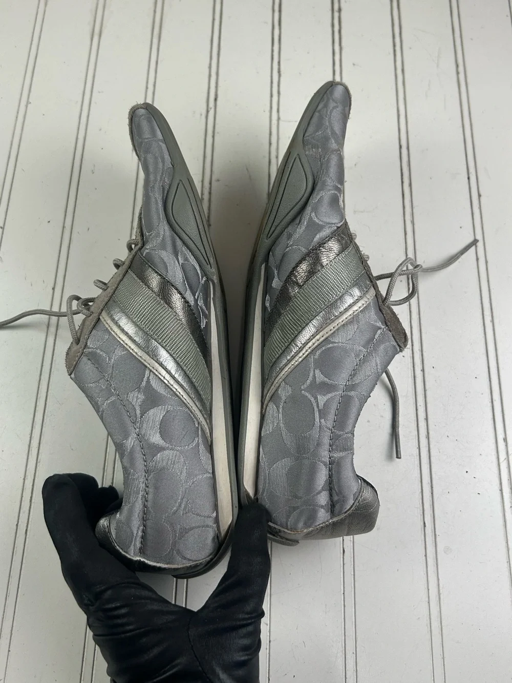 Coach Jayme Monogram Signature Logo Sneakers Grey Silver Women’s Size 11M